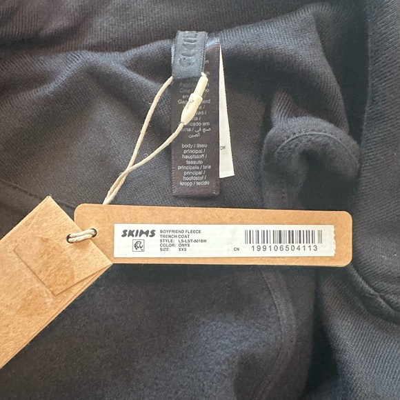 SKIMS NWT Boyfriend Fleece Oversized Trench Coat Onyx Women’s Size XXS - Picture 7 of 7